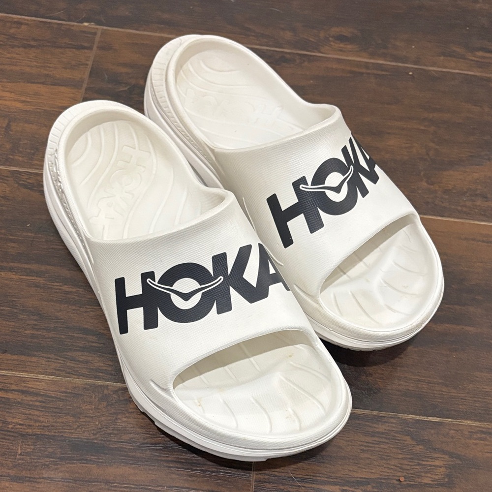 HOKA White Slide Sandals